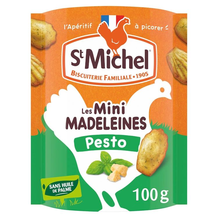 St Michel – Madeleines with Pesto & Basil (Palm-Oil Free) 100g